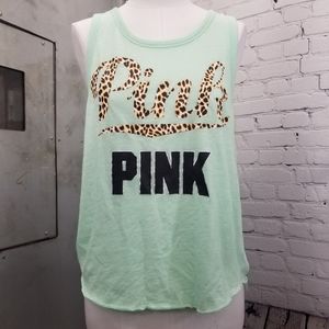*2/$20 bundle* Victoria secret pink teal and leopard print gym tank size medium